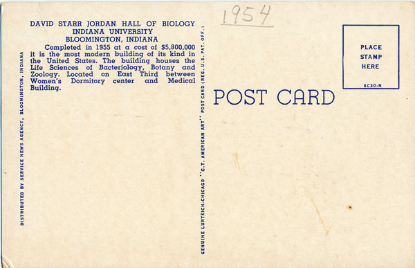 Jordan Hall Postcard back