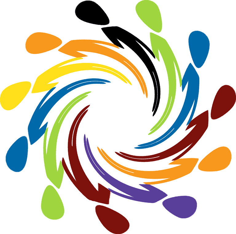 'Diversity' logo: circle of stick figures of various colors holding hands.