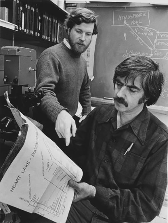 Don Whitehead (right) and Don Charles (?), 1979 or 1980. Photo courtesy of IU Archives, P0067187.