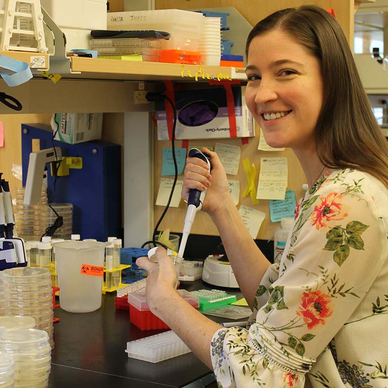 Jennifer Chlebek in the lab.