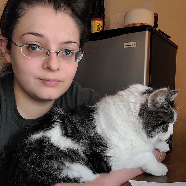 Misty Proffitt and her cat Roo.