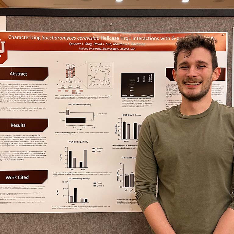 Spencer Gray presents his poster at the 2023 FASEB Helicases and Nucleic Acid Machines Conference.