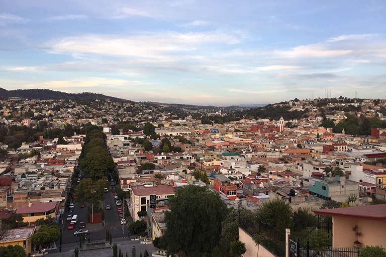 Overlooking Tlaxcala de Xicohténcatl taken from “Las Escalinatas,” a lookout in Tlaxcala.