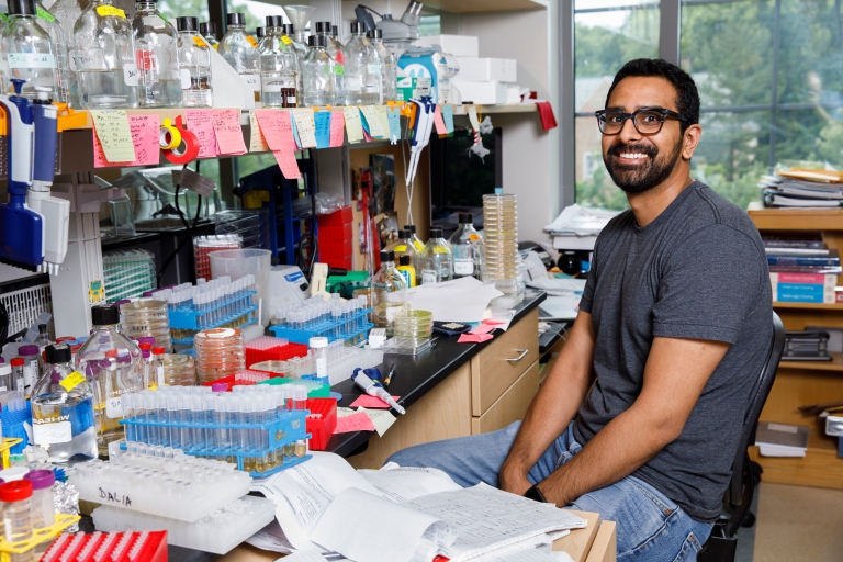 Ankur Dalia in his lab.