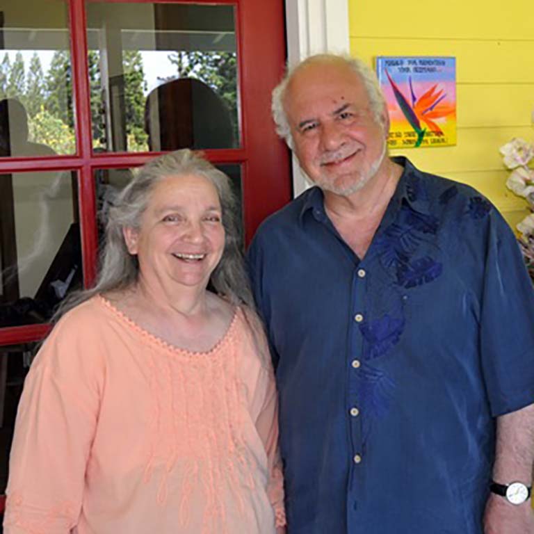 Lucy Cherbas (left) with her husband Peter during their vacation in Hawaii, ca 2014.